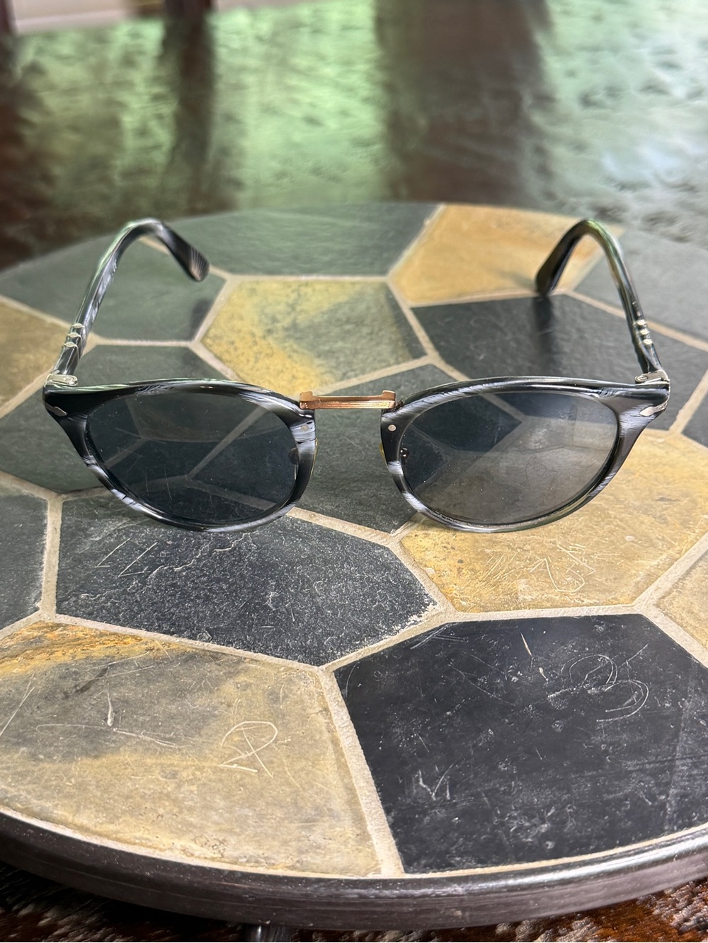 Persol 3108-S Typewriter Edition Sunglasses 49-22-145 Striped Grey Black No Case